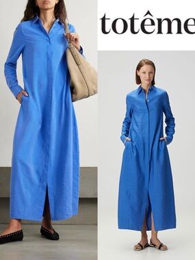 $1100 Toteme Parachute Silk Blend Shirtdress | Size 34 (US 2) | Effortless Overs